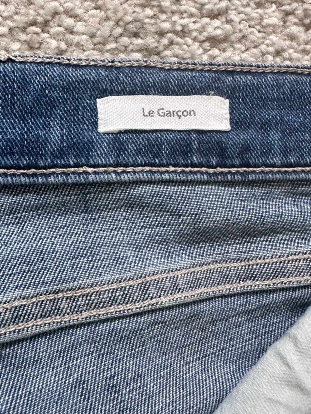 FRAME Le Garcon Slim Boyfriend Jeans Blue Gratitude Raw Hem LGJRA785 Sz 30 - Picture 7 of 13